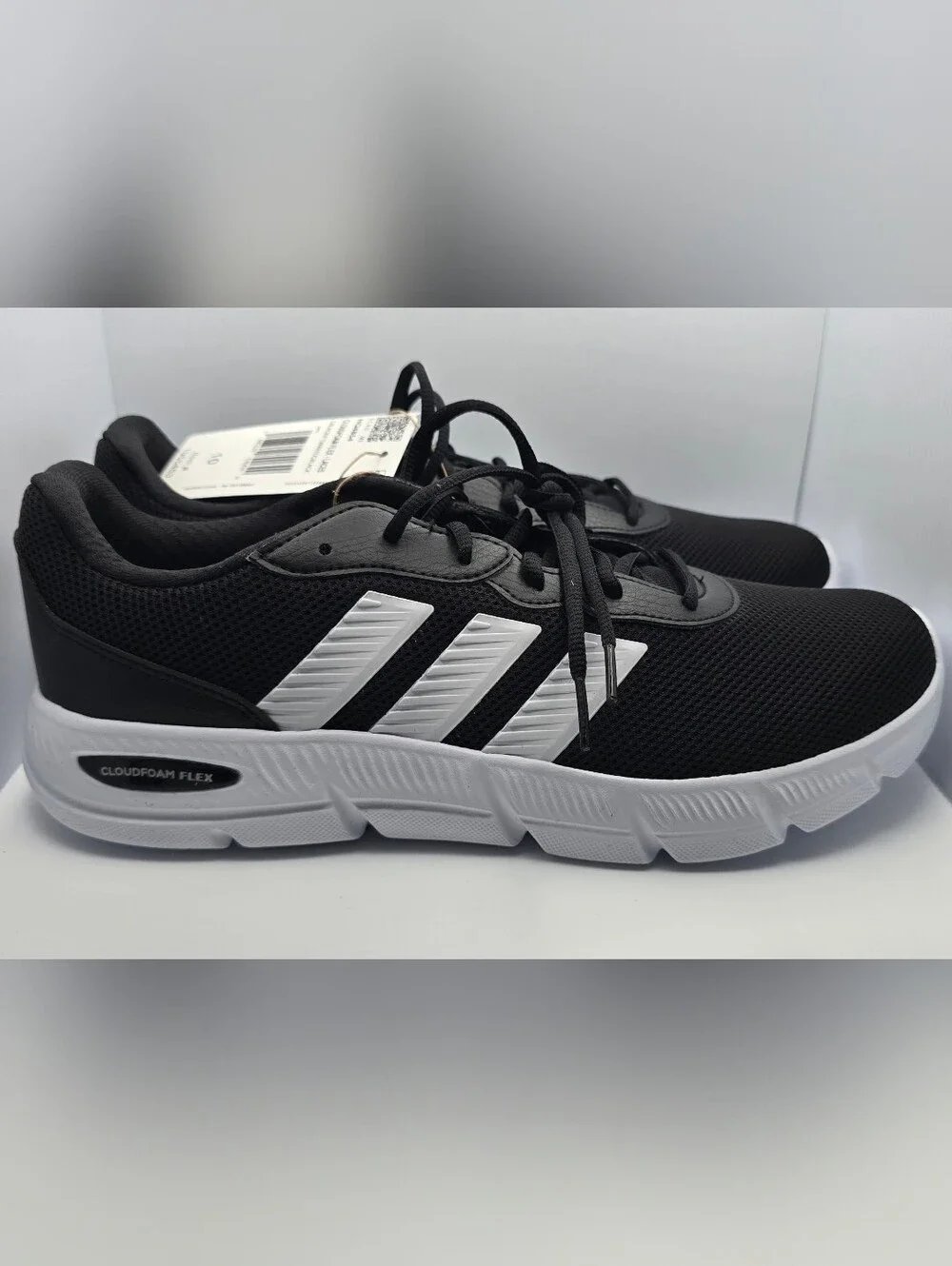 adidas Men’s Black and White Cloudfoam Flex Running Shoes